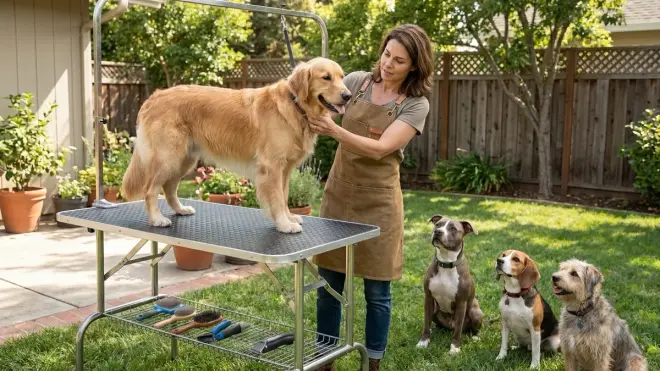 How do I know if a grooming table is stable enough for my dog's size?