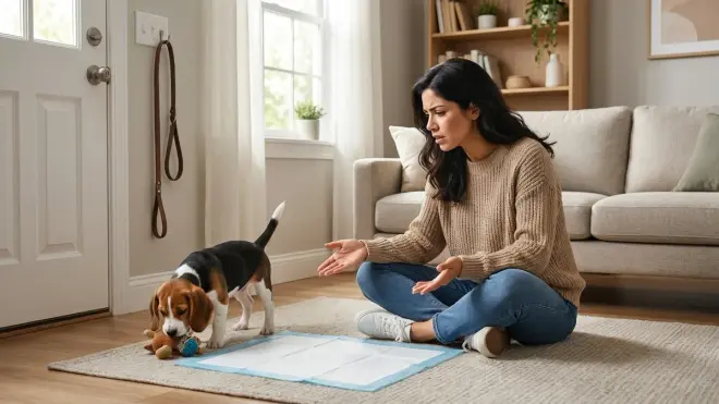 Should I use puppy pads or go straight to outdoor training for a stubborn puppy?