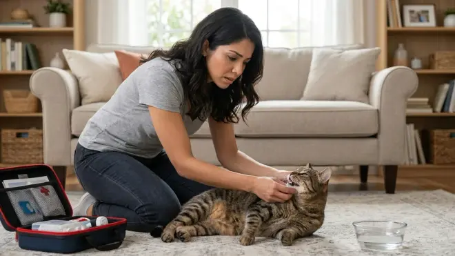 How can I tell if my cat's rapid breathing is an emergency or just from playing?