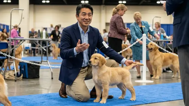 At what age can a puppy start competing in conformation shows?